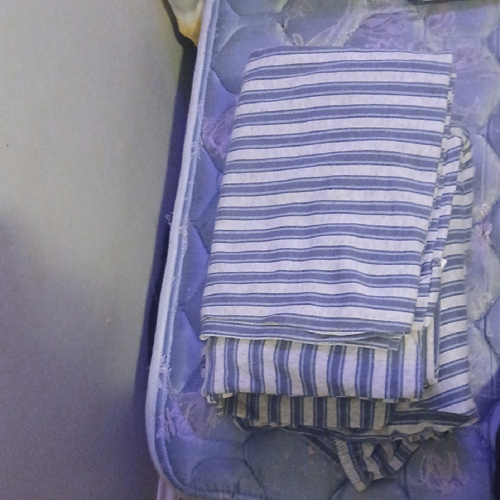 Blue and White Striped Bedding Set